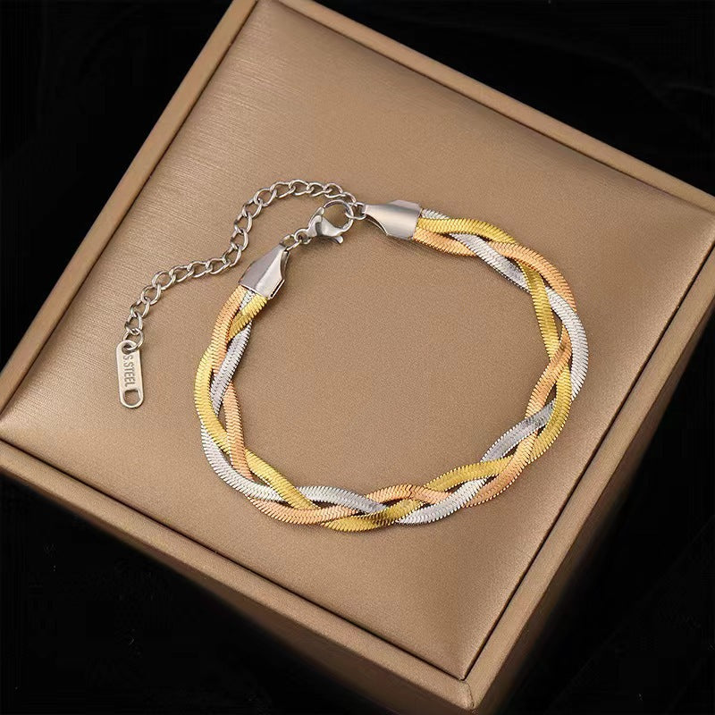 Brazalete de acero de titanio de cadena de doble gruesa de doble gruesa al por mayor